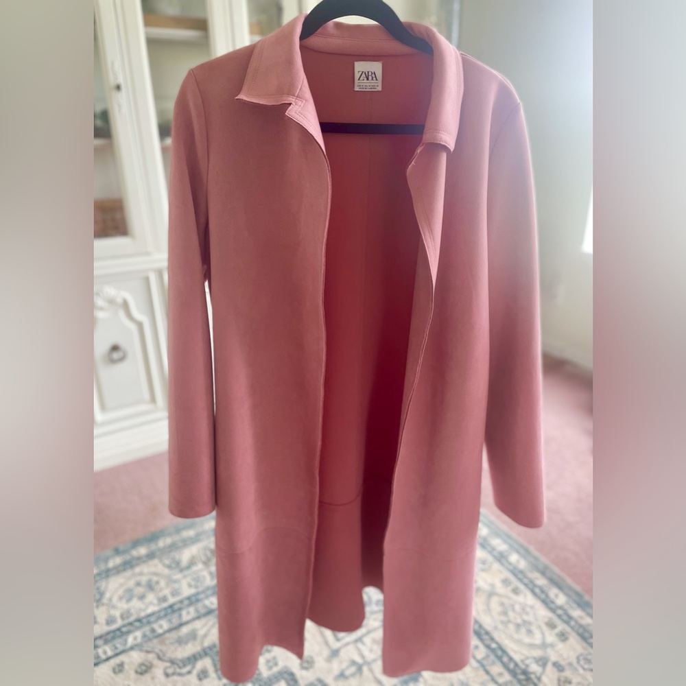 Zara Pink Faux Suede Coat